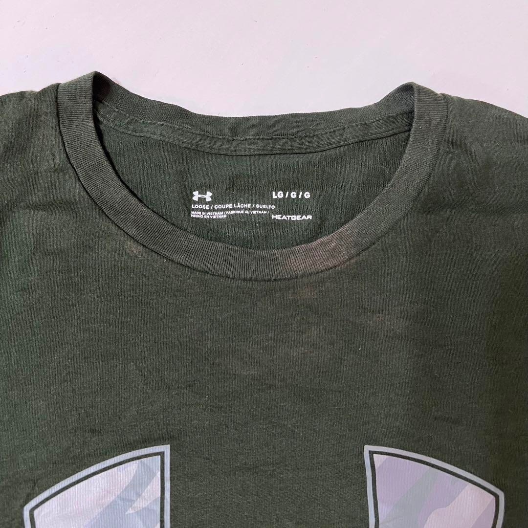 UNDER ARMOUR(アンダーアーマー)のUS 古着　Tシャツ アンダーアーマー  ビッグロゴ　L グリーン　緑 メンズのトップス(Tシャツ/カットソー(半袖/袖なし))の商品写真