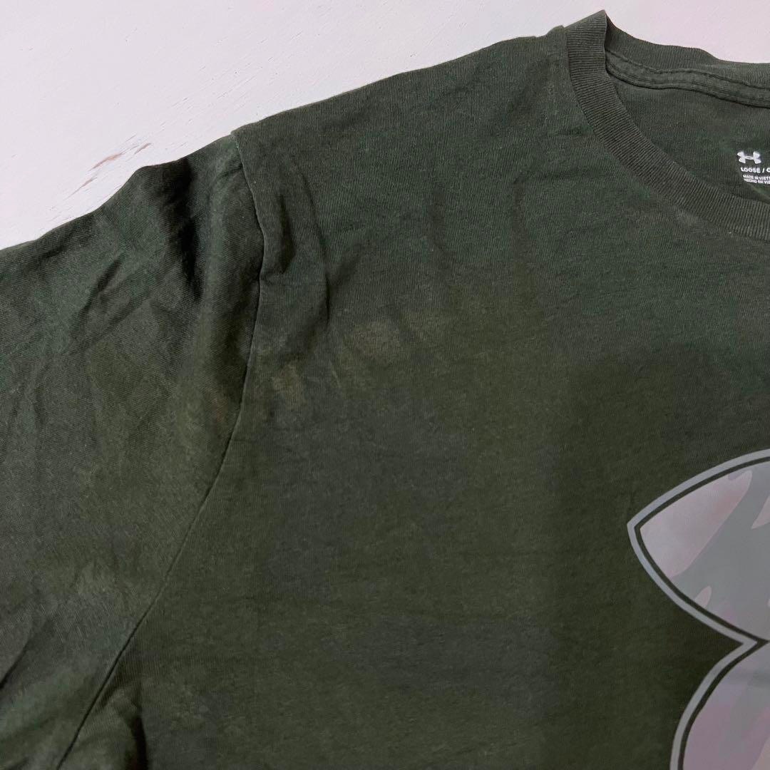 UNDER ARMOUR(アンダーアーマー)のUS 古着　Tシャツ アンダーアーマー  ビッグロゴ　L グリーン　緑 メンズのトップス(Tシャツ/カットソー(半袖/袖なし))の商品写真