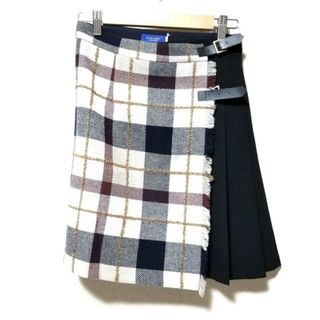 ブルーレーベルクレストブリッジ(BLUE LABEL CRESTBRIDGE)のBLUE LABEL CRESTBRIDGE(ブルーレーベルクレストブリッジ) 巻きスカート サイズ38 M レディース美品  - 黒×アイボリー×マルチ ひざ丈/チェック柄(その他)