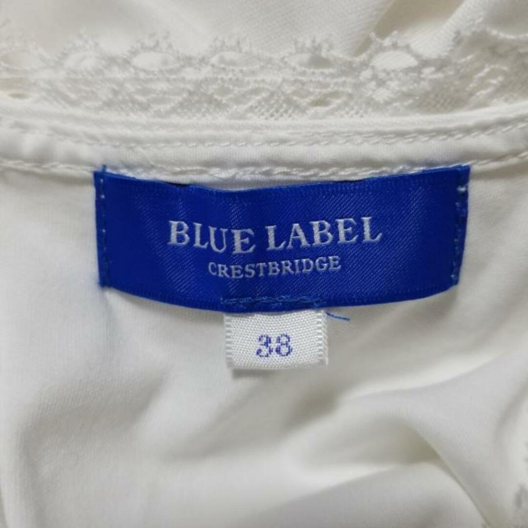 BLUE LABEL CRESTBRIDGE(ブルーレーベルクレストブリッジ)のBLUE LABEL CRESTBRIDGE(ブルーレーベルクレストブリッジ) ノースリーブカットソー サイズ38 M レディース美品  - 白 クルーネック/チェック柄/レース レディースのトップス(カットソー(半袖/袖なし))の商品写真