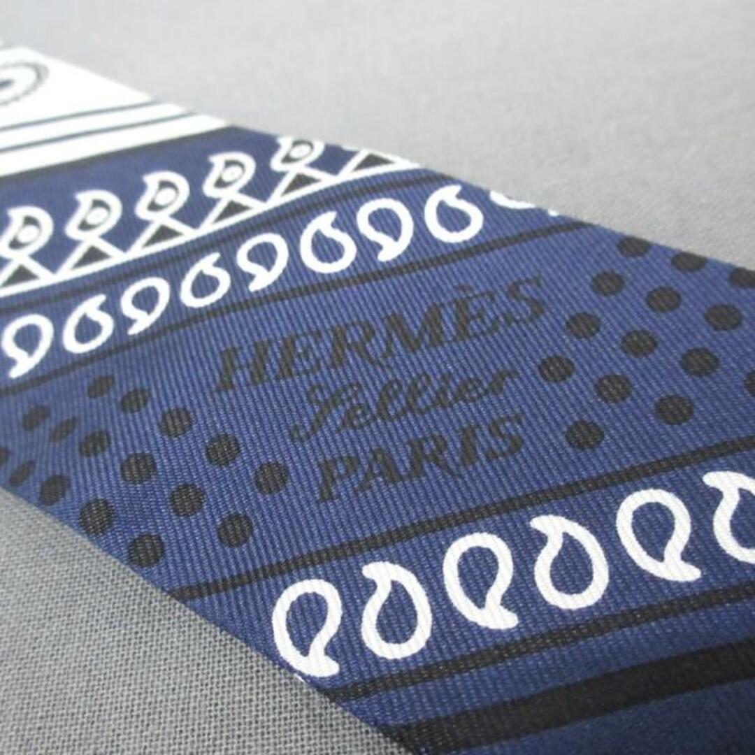 Hermes(エルメス)のHERMES(エルメス) スカーフ新品同様  ツイリー 白×マリン×黒 Eperon d'Or Bandana/エプロン・ドール・バンダナ/スター(星)/ドット柄 レディースのファッション小物(バンダナ/スカーフ)の商品写真