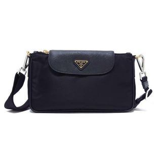 プラダ(PRADA)のPRADA(プラダ) ショルダーバッグ美品  - 1BH085 黒 正規品その他ストラップ ナイロン×レザー(ショルダーバッグ)