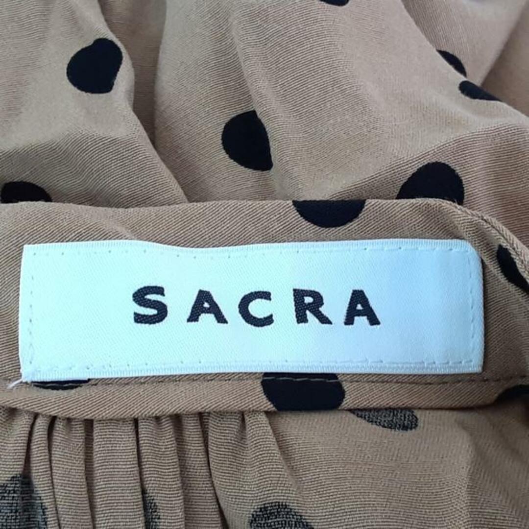 SACRA(サクラ)のSACRA(サクラ) ワンピース サイズ38 M レディース美品  - ライトブラウン×黒 長袖/ロング/ドット柄 レディースのワンピース(その他)の商品写真