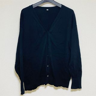 ユニクロ　UVカット　Ｖネック　カーディガン　コットン　黒　ブラック　3Xl(カーディガン)