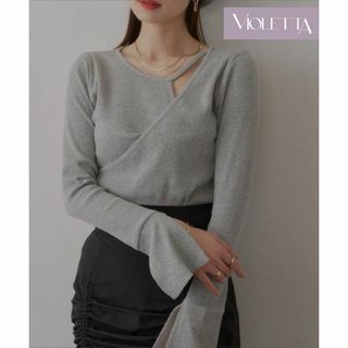 ラベルエチュード(la belle Etude)の未使用品★VIOLETTA アシンメトリーリブトップス 0420(Tシャツ(長袖/七分))