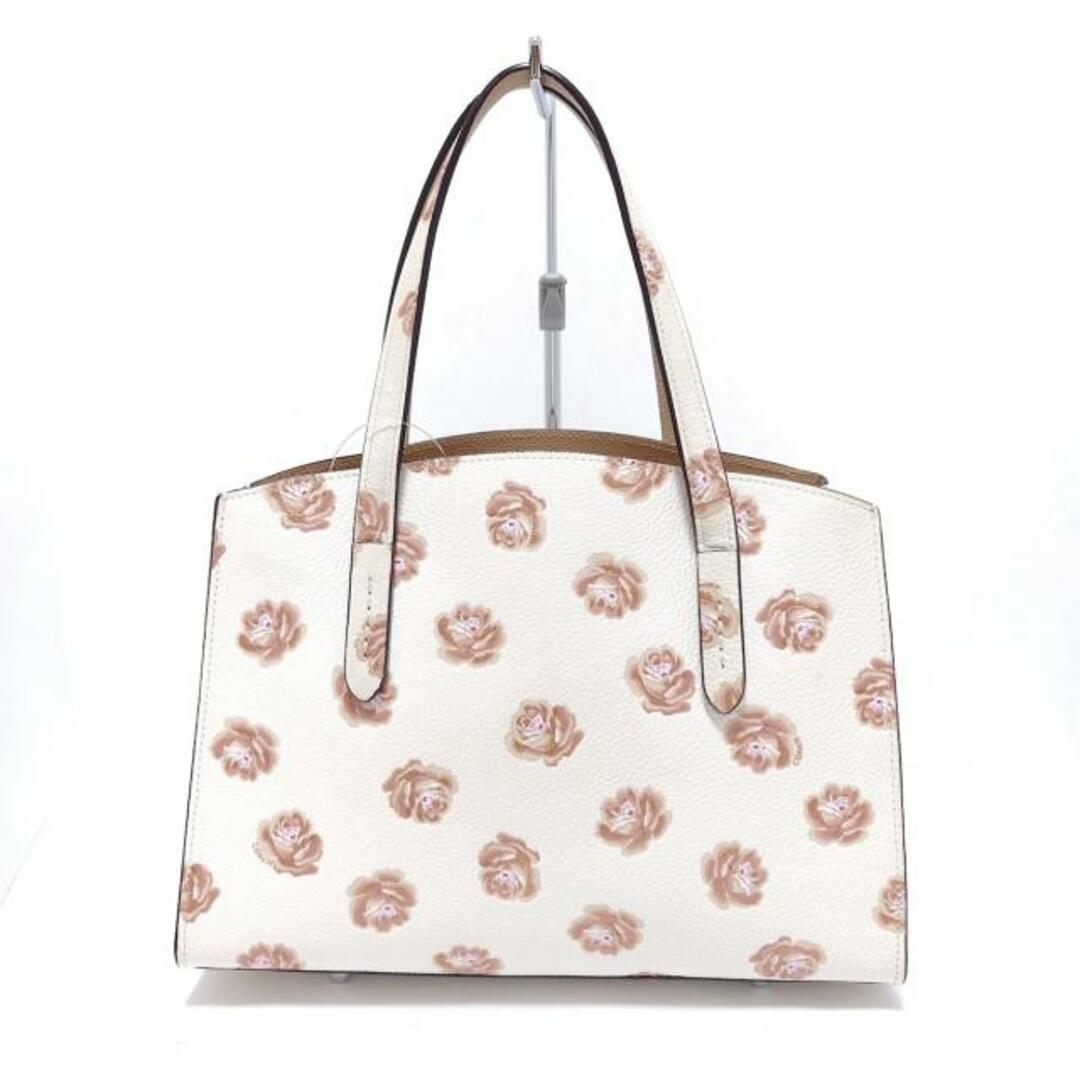 COACH(コーチ)のCOACH(コーチ) トートバッグ - 31033 アイボリー×ピンク 花柄/ラメ レザー レディースのバッグ(トートバッグ)の商品写真