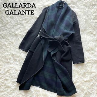 GALLARDA GALANTE - ガリャルダガランテ リバーシブルウールロングコート緑Fチェックグリーンベルト付