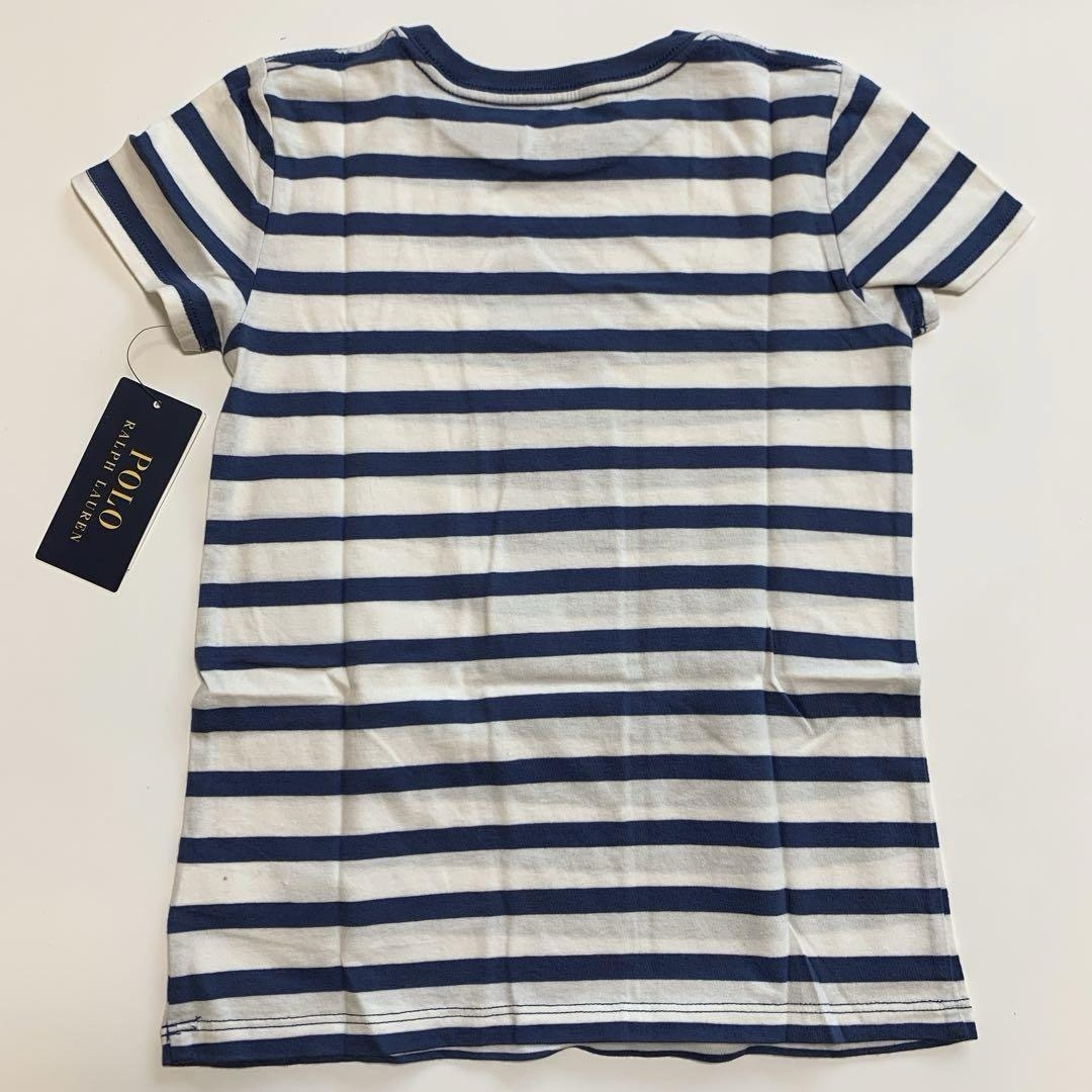 Ralph Lauren(ラルフローレン)の【新品】ラルフローレン ポロベア Tシャツ ペイント ストライプ 6  キッズ/ベビー/マタニティのキッズ服女の子用(90cm~)(Tシャツ/カットソー)の商品写真