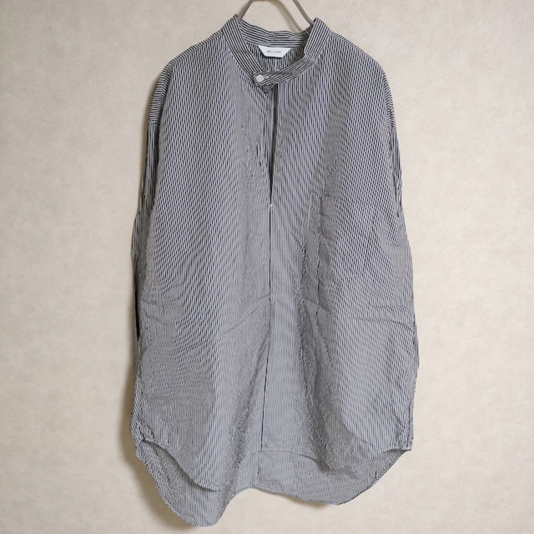 WELLDER Buck Side Tucked Band Collar Pullover Shirt スキッパーシャツ シルク混 長袖シャツ チャコールグレー メンズ ウェルダー【中古】4-0414M△ メンズのトップス(シャツ)の商品写真