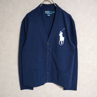 ラルフローレン(Ralph Lauren)のRALPH LAUREN 鹿の子 ビッグポニー 刺繍 サイズM コットン カーディガン ネイビー メンズ ラルフローレン【中古】4-0414M△(カーディガン)