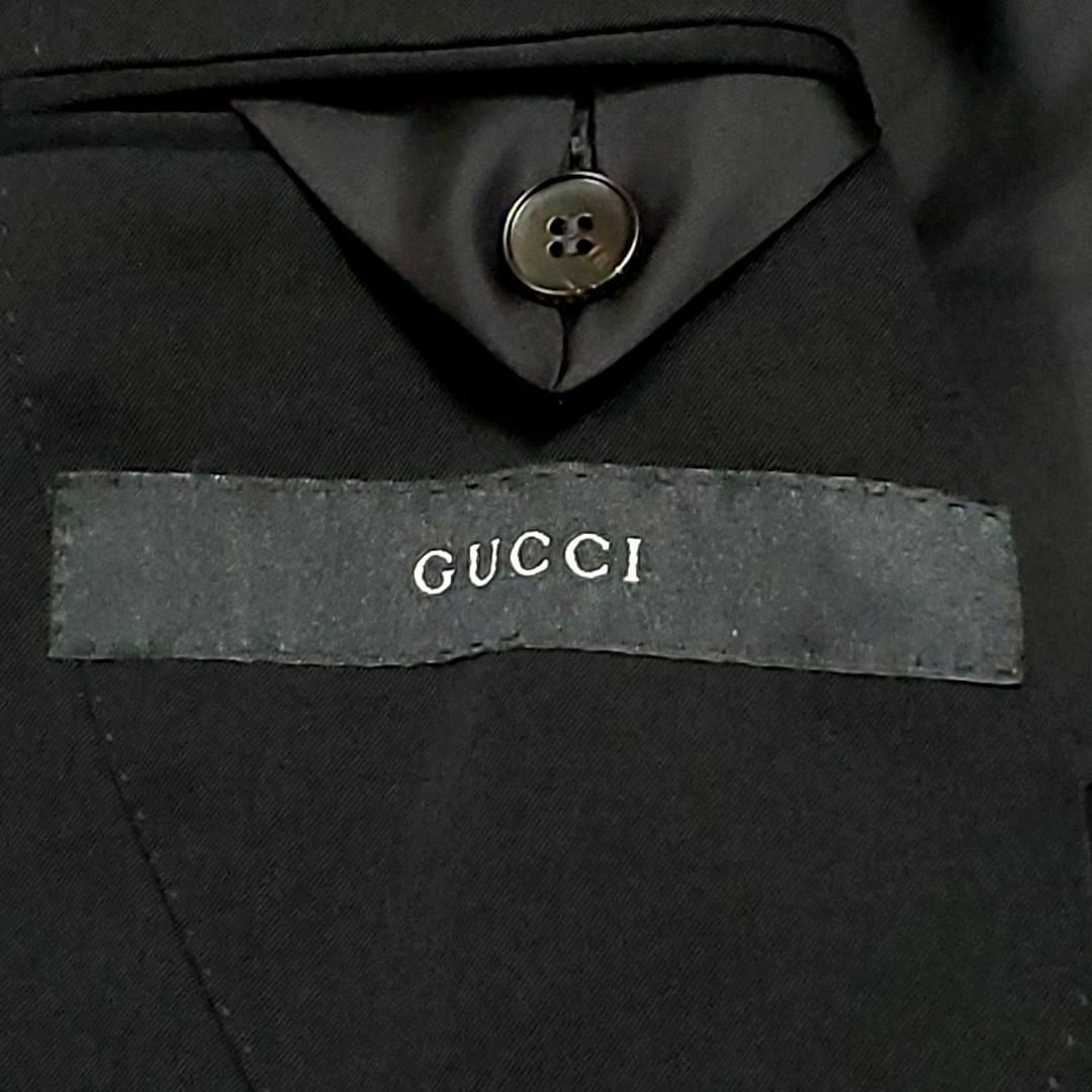 Gucci(グッチ)の極美品 XL グッチ 背抜き ウール100 ジャケット 黒 金ボタン イタリア製 メンズのジャケット/アウター(テーラードジャケット)の商品写真