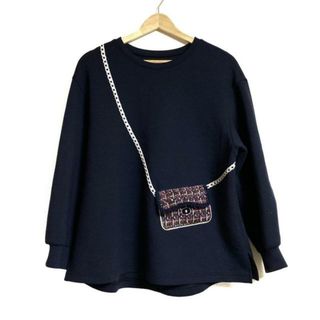 レリアン(leilian)のLeilian(レリアン) チュニック サイズ13 L レディース - 黒×ピンク×マルチ クルーネック/長袖/バッグ(チュニック)