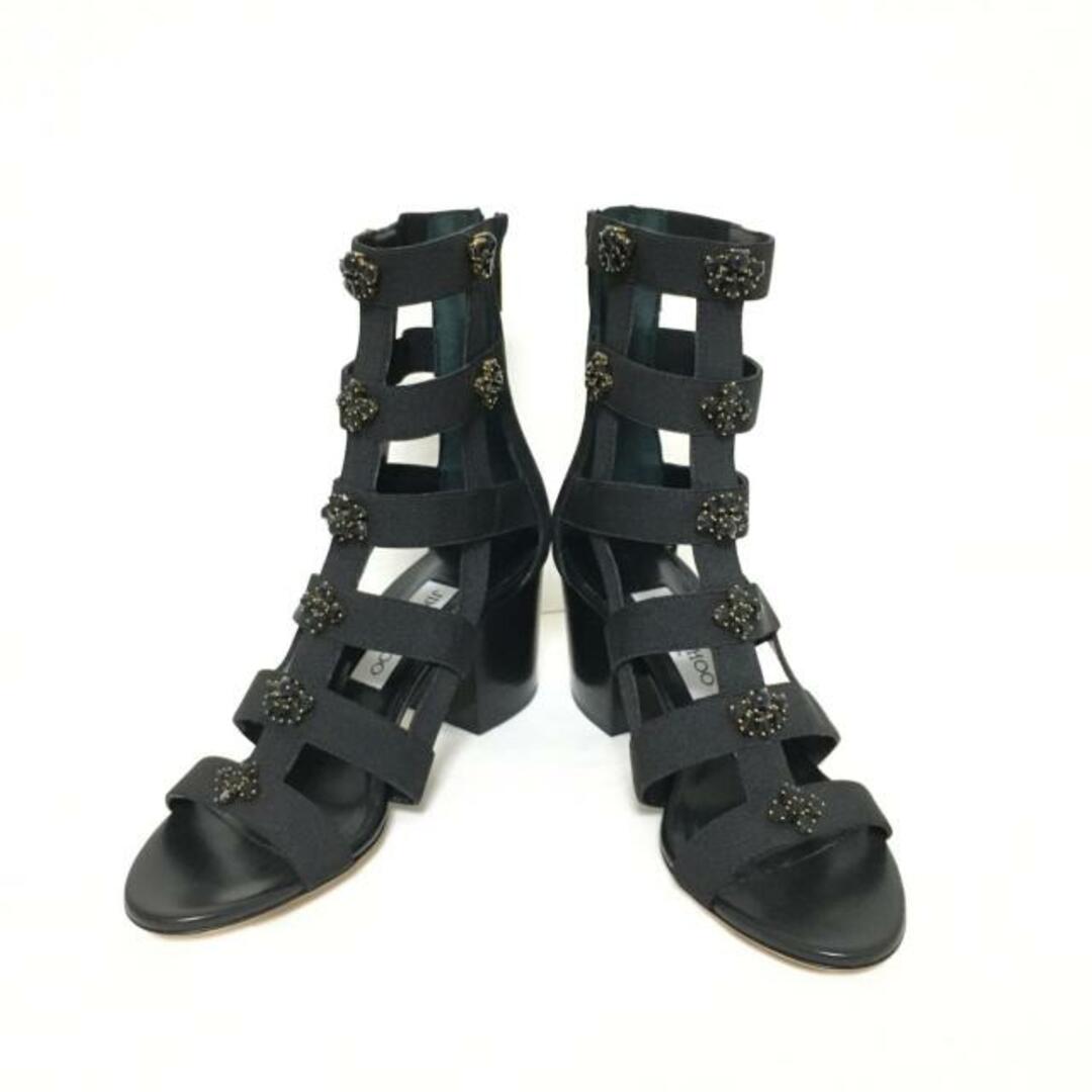 JIMMY CHOO(ジミーチュウ)のJIMMY CHOO(ジミーチュウ) ショートブーツ 37 レディース - 黒 ブーツサンダル/ビジュー 化学繊維×スエード レディースの靴/シューズ(ブーツ)の商品写真