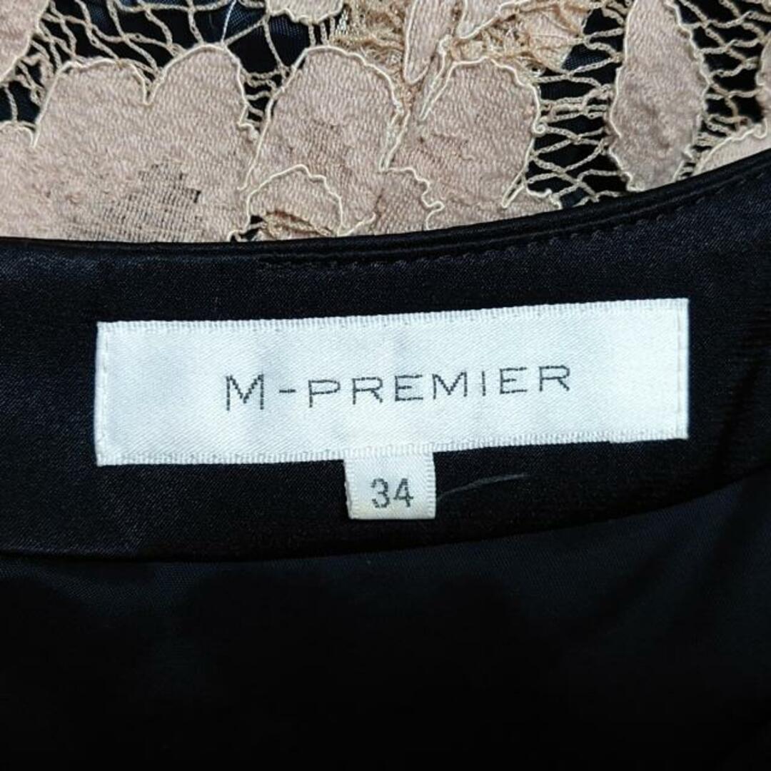 M-premier(エムプルミエ)のM-PREMIER(エムプルミエ) ワンピース サイズ34 S レディース ベージュ×黒 スパンコール/レース/フラワー/ノースリーブ レディースのワンピース(その他)の商品写真