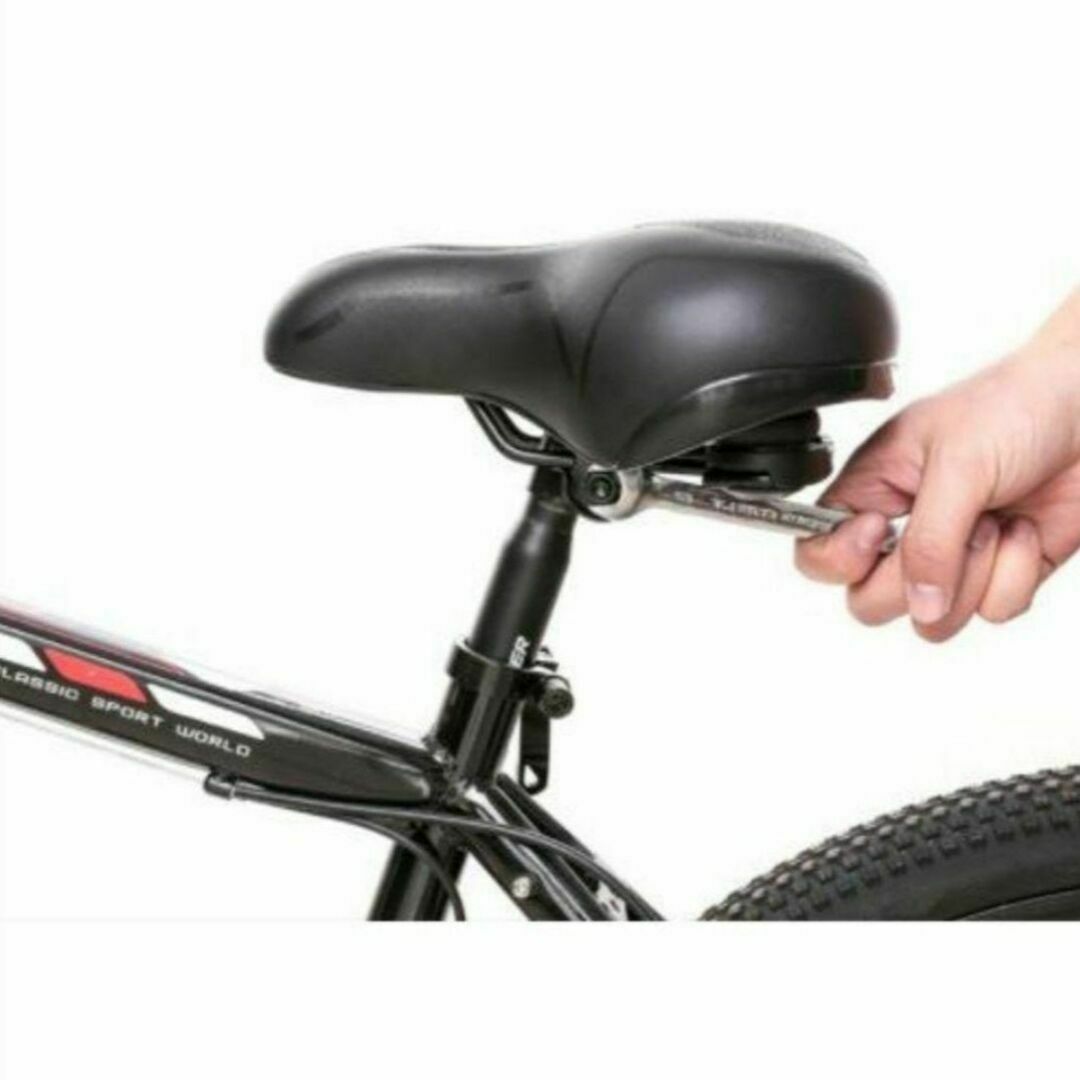自転車サドル 　低反発クッション　テールランプ　スプリング　黒×青　新品 スポーツ/アウトドアの自転車(パーツ)の商品写真