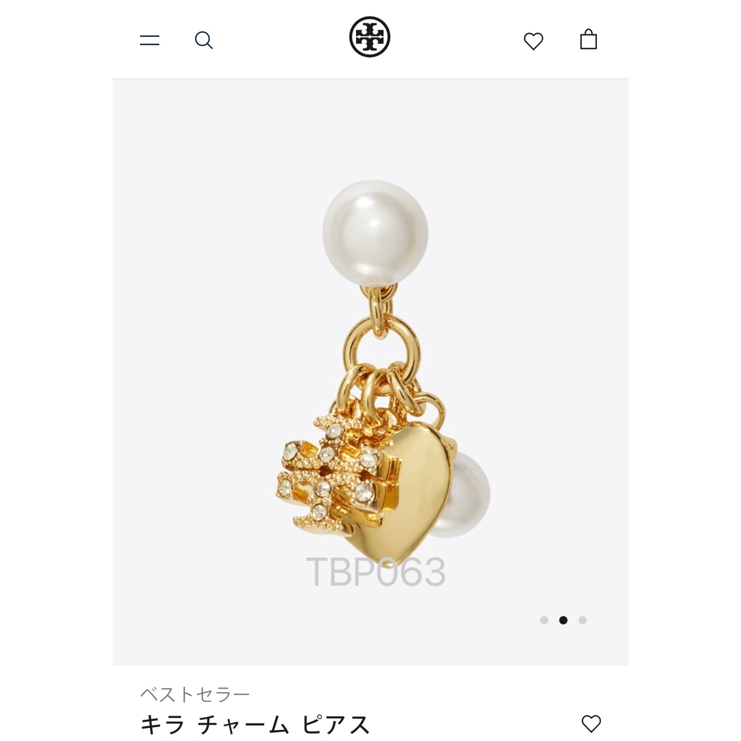 Tory Burch(トリーバーチ)のTBP063S5Tory Burch   トリーバーチ　ハート　パール　ピアス レディースのアクセサリー(ピアス)の商品写真