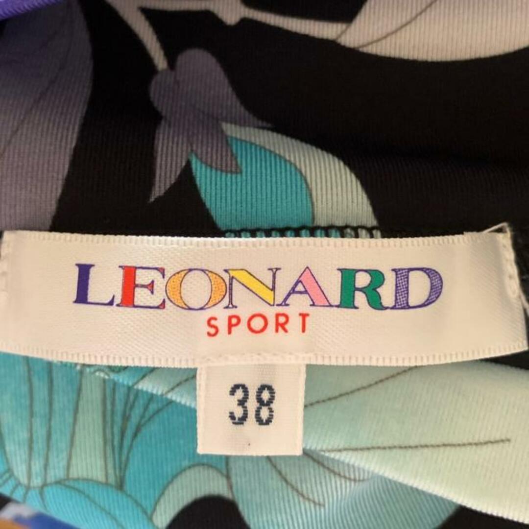 LEONARD SPORT(レオナールスポーツ) 長袖カットソー サイズ38 M レディース - 黒×ブルーグリーン×マルチ ハイネック/花柄 レディースのトップス(カットソー(長袖/七分))の商品写真