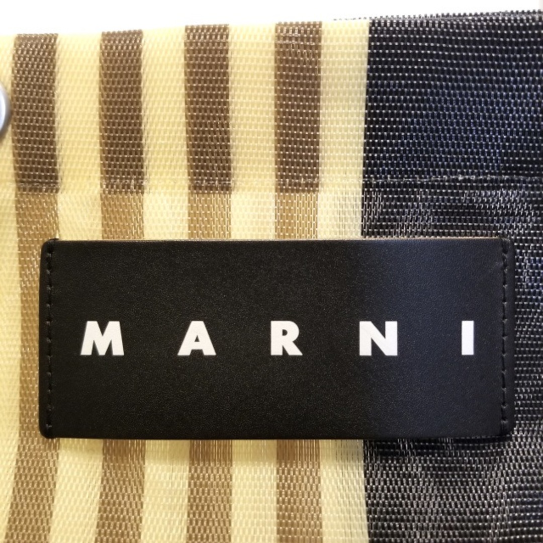 Marni(マルニ)のMARNI(マルニ) トートバッグ フラワーカフェショッピングトートバッグ グレー×ライトイエロー×マルチ ストライプ/メッシュ ナイロン×アルミニウム×レザー レディースのバッグ(トートバッグ)の商品写真