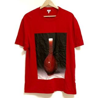 LOEWE(ロエベ) 半袖Tシャツ サイズS メンズ - H800Y22X18 レッド×黒 クルーネック/セラミックプリント