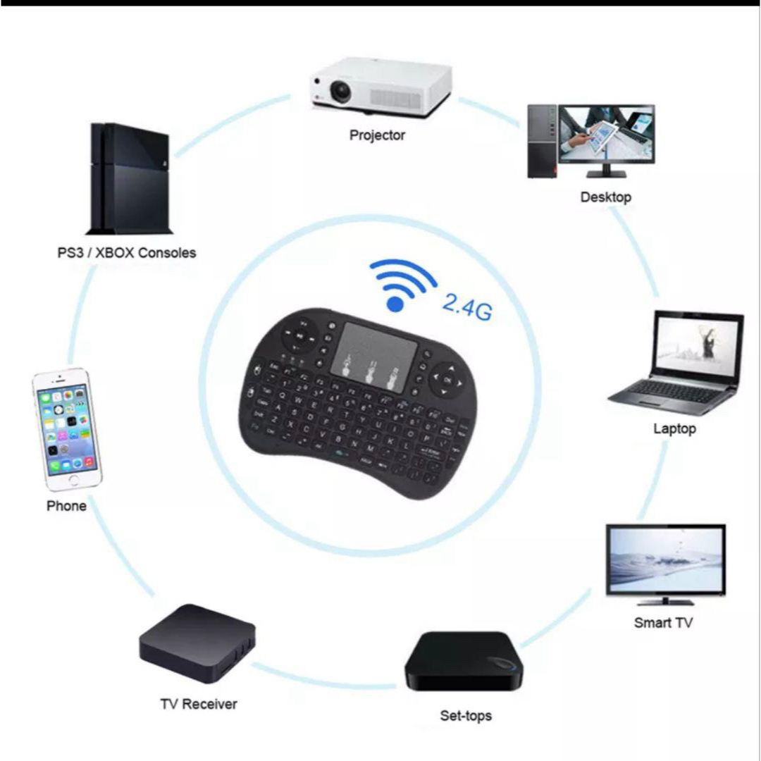I8 ワイヤレスミニキーボード  ブラック スマホ/家電/カメラのPC/タブレット(PC周辺機器)の商品写真
