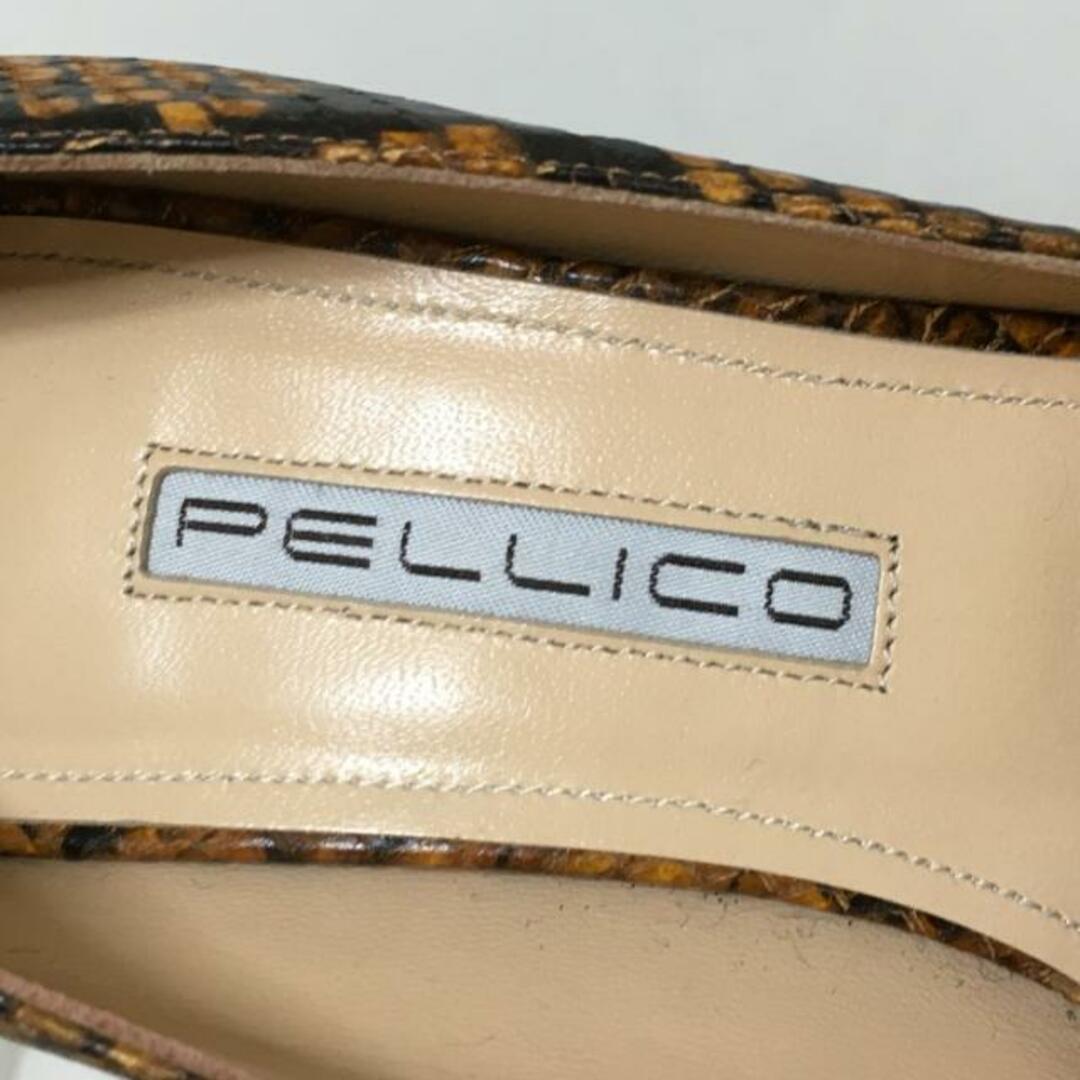 PELLICO(ペリーコ)のPELLICO(ペリーコ) パンプス 36 レディース - ブラウン×黒 型押し加工/パイソン柄 レザー レディースの靴/シューズ(ハイヒール/パンプス)の商品写真