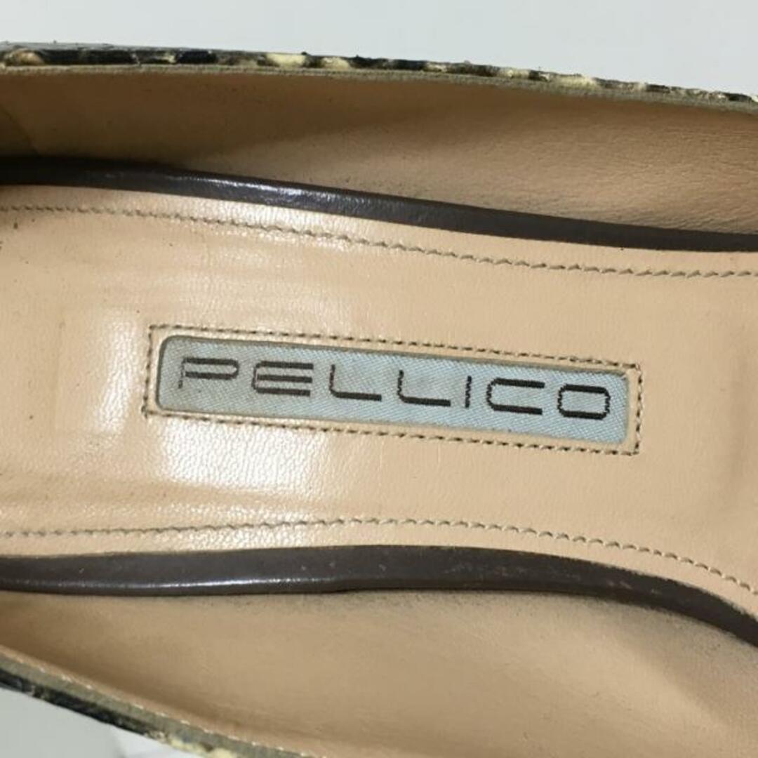 PELLICO(ペリーコ)のPELLICO(ペリーコ) パンプス 36 レディース - アイボリー×グレーベージュ×黒 型押し加工/パイソン柄 レザー レディースの靴/シューズ(ハイヒール/パンプス)の商品写真