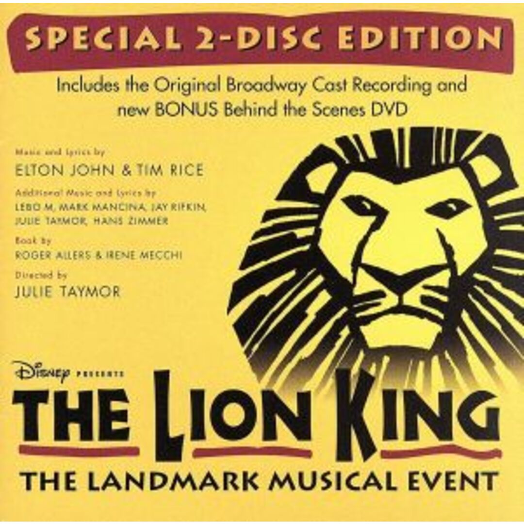 【輸入盤】Ｔｈｅ　Ｌｉｏｎ　Ｋｉｎｇ　（Ｏｒｉｇｉｎａｌ　Ｂｒｏａｄｗａｙ　Ｃａｓｔ　Ｒｅｃｏｒｄｉｎｇ）　（Ｓｐｅｃｉａｌ　２－Ｄｉｓｃ　Ｅｄｉｔｉｏｎ）］ エンタメ/ホビーのCD(テレビドラマサントラ)の商品写真