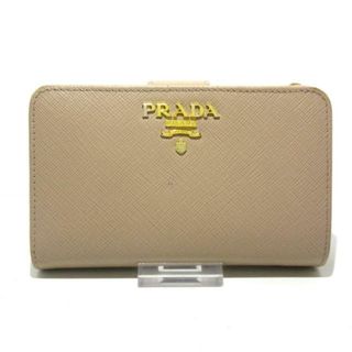 プラダ(PRADA)のPRADA(プラダ) 2つ折り財布 PORTAF.PICCOLO LAMPO 1ML225 ベージュ×ゴールド L字ファスナー レザー(財布)