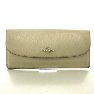 コーチ(COACH)のCOACH(コーチ) 長財布 クロスグレイン レザー スリム エンベローブ F52689 ベージュ 薄型/背面ファスナー/内側シグネチャー柄 レザー(財布)