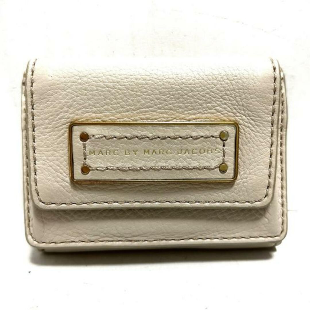 MARC BY MARC JACOBS(マークバイマークジェイコブス)のMARC BY MARC JACOBS(マークバイマークジェイコブス) Wホック財布 ベージュ ロゴプレート レザー レディースのファッション小物(財布)の商品写真