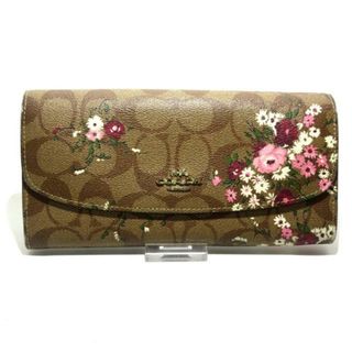 コーチ(COACH)のCOACH(コーチ) 長財布 フローラル プリント ロゴ スリム エンベロープ ウォレット F29395 カーキ×マルチ シグネチャー柄/薄型/フローラルプリント レザー(財布)