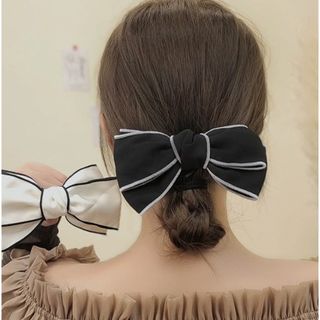 髪飾り リボン ブラック オシャレ 可愛い ヘアアクセサリー まとめ髪(バレッタ/ヘアクリップ)