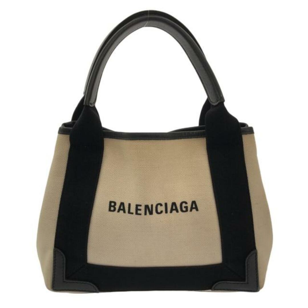 Balenciaga(バレンシアガ)のBALENCIAGA(バレンシアガ) トートバッグ ネイビーカバスXS 390346 アイボリー×黒 キャンバス×レザー レディースのバッグ(トートバッグ)の商品写真