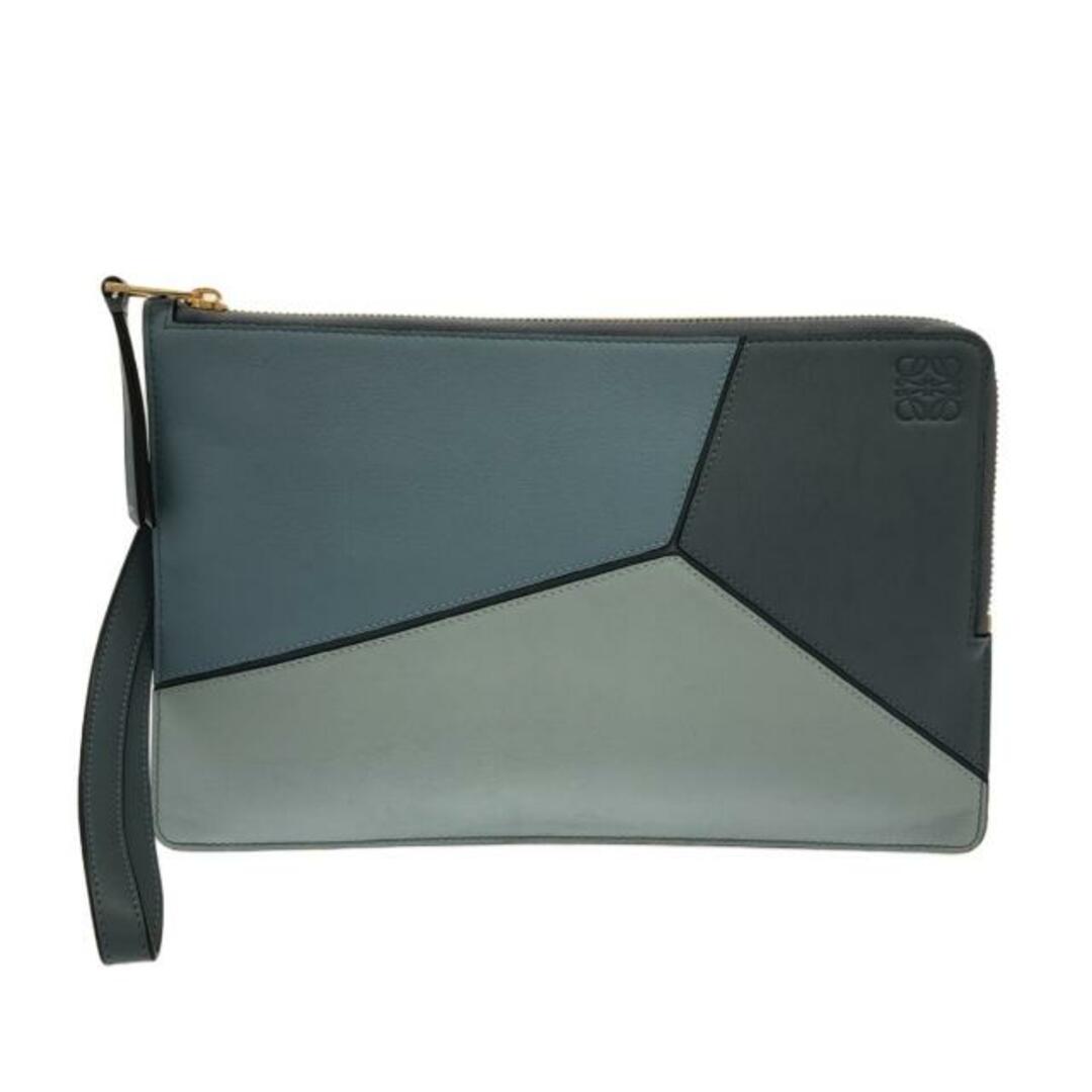 LOEWE(ロエベ)のLOEWE(ロエベ) クラッチバッグ パズル 122.30DR53 ブルー×ライトブルー×ブルーグレー ストラップ着脱可 レザー レディースのバッグ(クラッチバッグ)の商品写真