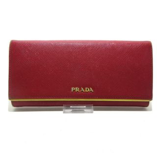 プラダ(PRADA)のPRADA(プラダ) 長財布 - レッド×ゴールド サフィアーノレザー(財布)