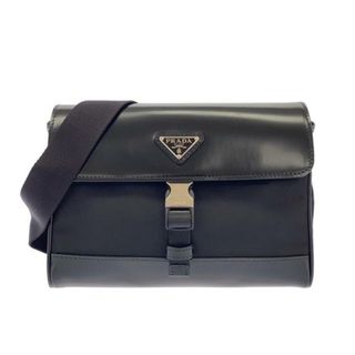 プラダ(PRADA)のPRADA(プラダ) ショルダーバッグ美品  - 2VD044 黒 Re-Nylon ナイロン×レザー(ショルダーバッグ)