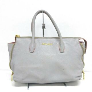 ミュウミュウ(miumiu)のmiumiu(ミュウミュウ) ハンドバッグ - 5BB016 ライトグレー レザー(ハンドバッグ)