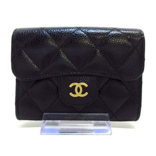 シャネル(CHANEL)のCHANEL(シャネル) コインケース美品  マトラッセ 黒 ゴールド金具 キャビアスキン(コインケース)