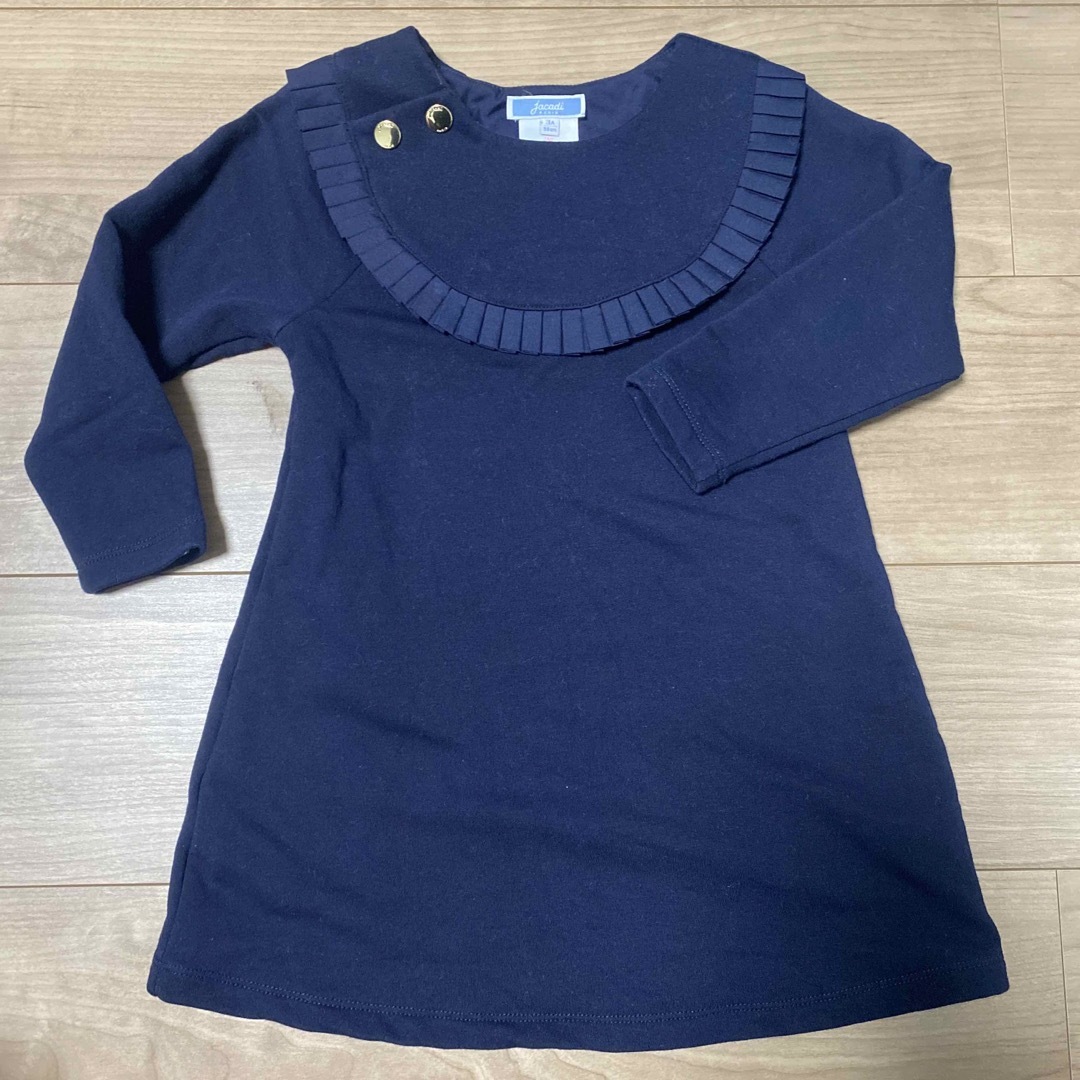 Jacadi(ジャカディ)のjacadi ネイビーワンピース96cm キッズ/ベビー/マタニティのキッズ服女の子用(90cm~)(ワンピース)の商品写真