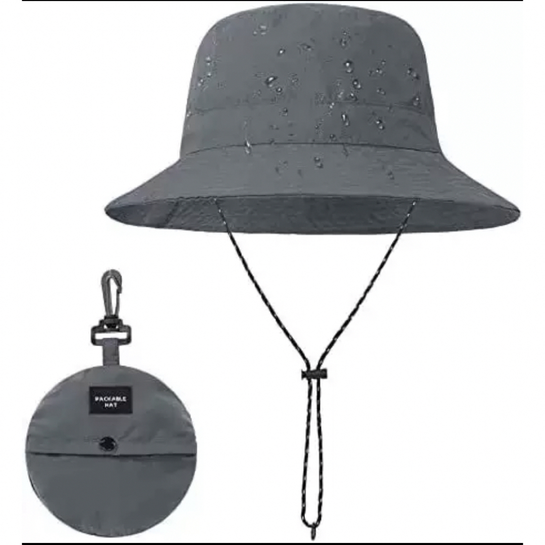 折りたたみ　帽子　ダークグレー　男女　UVカット　防水　速乾　ハット　紫外線対策 メンズの帽子(ハット)の商品写真