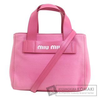 ミュウミュウ(miumiu)のMIUMIU ロゴ 2WAY ハンドバッグ キャンバス レディース(ハンドバッグ)