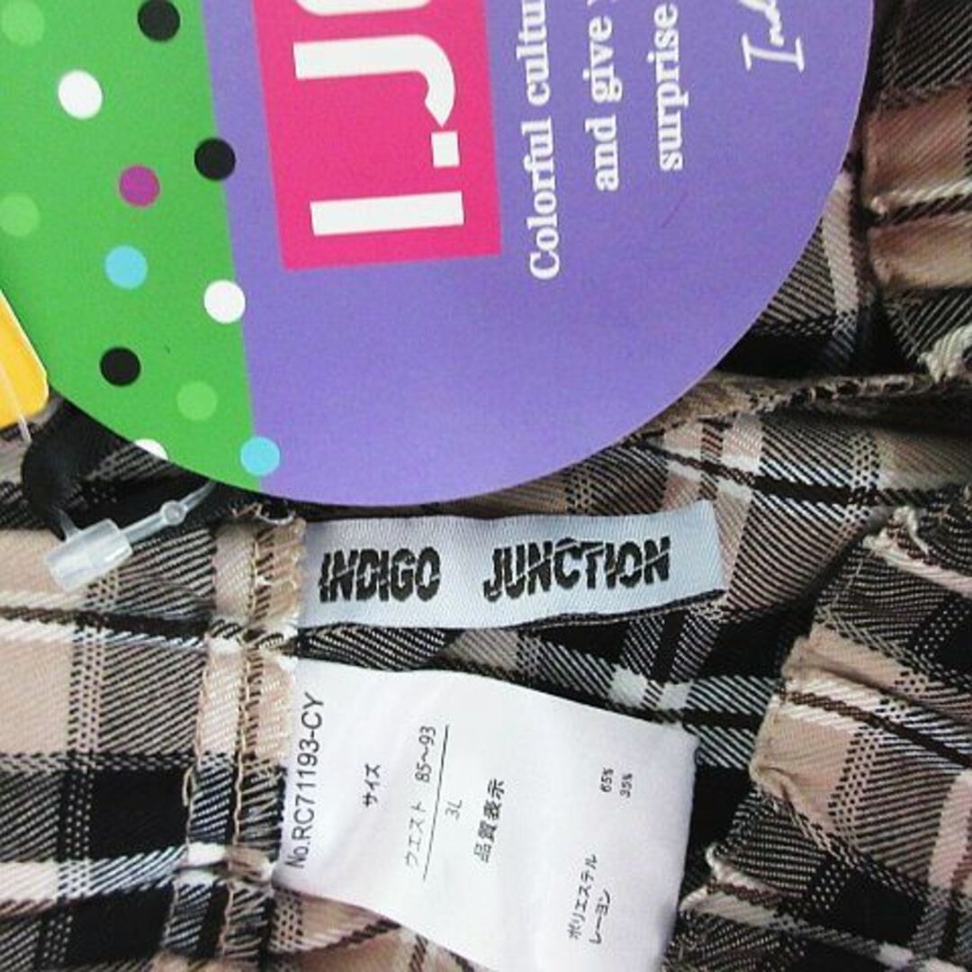 other(アザー)のINDIGO JUNCTION パンツ テーパード チェック 3L ベージュ×黒 レディースのパンツ(その他)の商品写真