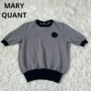 MARY QUANT - マリークワント　半袖　ニット　コサージュ　チェック