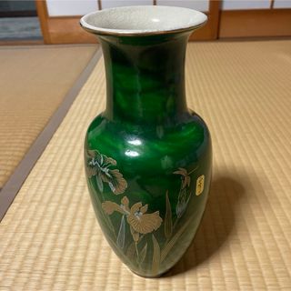 YAMAJI 正峰窯 花瓶 謹製 巨峰 高級陶器 フラワースタンド 陶器 緑(花瓶)