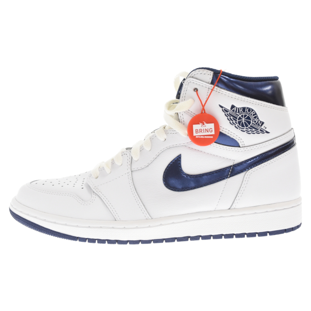 NIKE(ナイキ)のNIKE ナイキ AIR JORDAN 1 RETRO HIGH OG METALLIC NAVY エアジョーダン1レトロハイカットスニーカー ホワイト/ネイビー US10/28.0cm 555088-106 メンズの靴/シューズ(スニーカー)の商品写真