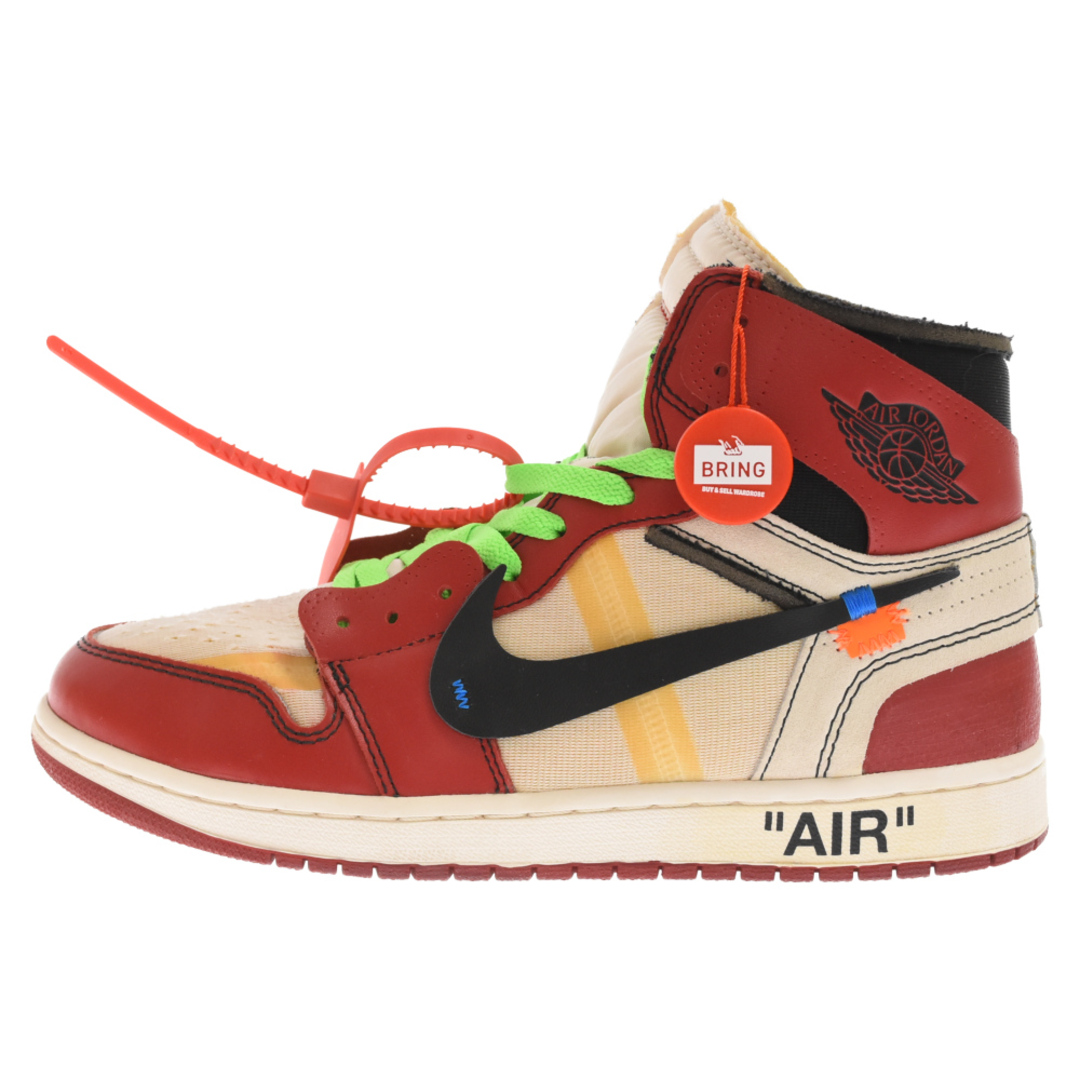 NIKE(ナイキ)のNIKE ナイキ ×OFF-WHITE THE 10 AIR JORDAN 1 CHICAGO AA3834-101 オフホワイト ザテン エアジョーダン1 シカゴ ハイカットスニーカー US9.5/27.5cm ホワイト/レッド メンズの靴/シューズ(スニーカー)の商品写真