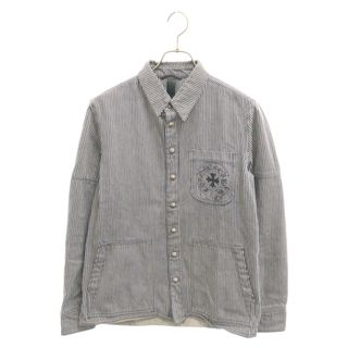 クロムハーツ(Chrome Hearts)のCHROME HEARTS クロムハーツ LAST BITE ラストバイト クロスボールボタン ストライプ カバーオール ヒッコリーデニムジャケット ネイビー/ホワイト(Gジャン/デニムジャケット)