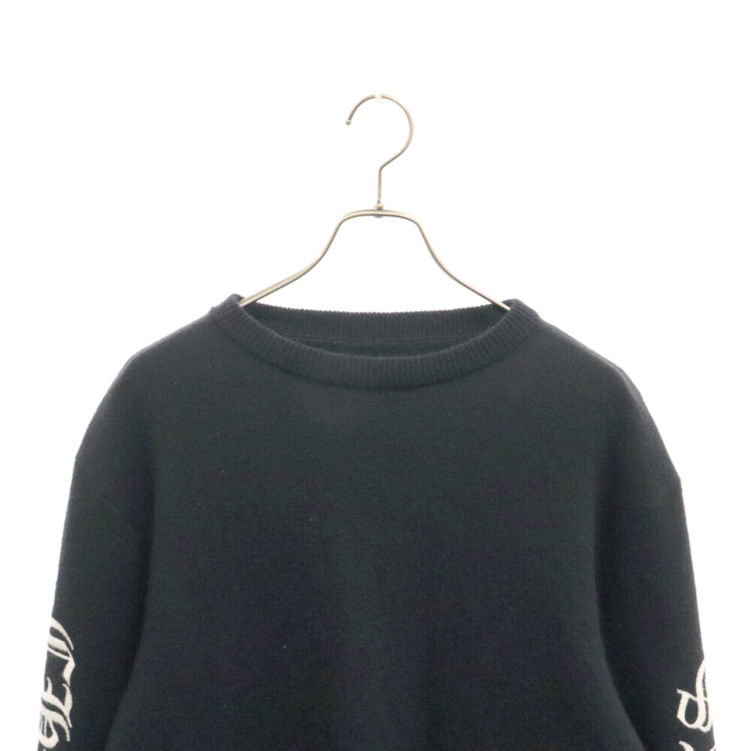 Chrome Hearts(クロムハーツ)のCHROME HEARTS クロムハーツ ARM LOGO EMBROIDERY CASHMERE CREW SWEATER アームロゴ刺繍カシミアニットプルオーバー クルーネックセーター ブラック メンズのトップス(ニット/セーター)の商品写真