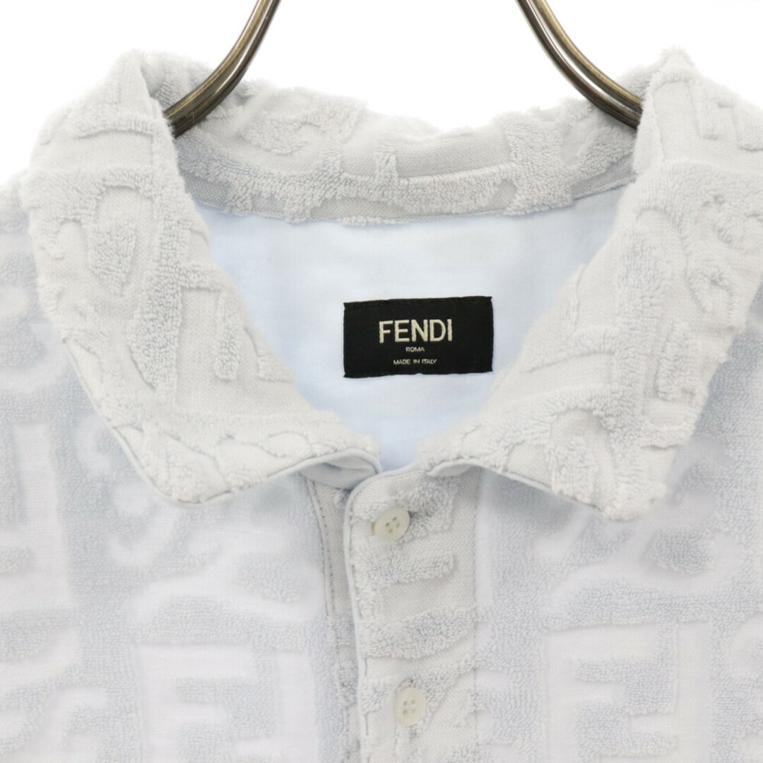 FENDI(フェンディ)のFENDI フェンディ モノグラムテクスチャードポロシャツ グレー FY1130 A9RK メンズのトップス(ポロシャツ)の商品写真