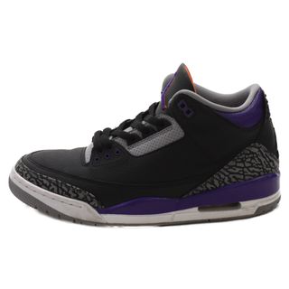 ナイキ(NIKE)のNIKE ナイキ Air Jordan 3 Retro Black Court Purple エアジョーダン3 レトロ ブラック コートパープル ハイカットスニーカー US10.5/28.5cm CT8532-050(スニーカー)